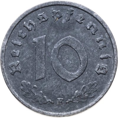 купить Германия, послевоенная оккупация 10 рейхспфеннигов (reichspfennig) 1947, знак монетного двора:"F" - Штутгарт