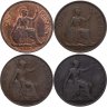 Купить Великобритания набор 4 монет 1 пенни (penny) 1907, 1920, 1937, 1967