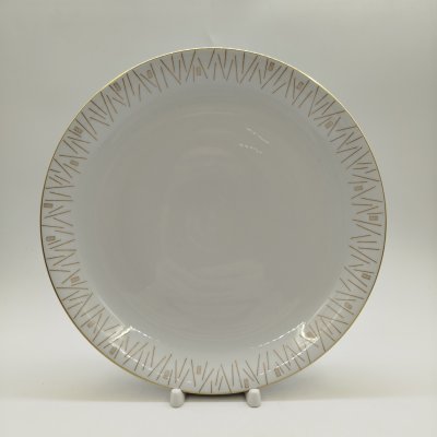 купить Блюдо сервировочное округлой формы с абстрактным декором на канте, фарфор, золочение, деколь, Volkstedt Beyer & Bock, ГДР, 1950-1980 гг.