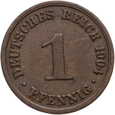 купить Германия 1 пфенниг (pfennig) 1904 A знак монетного двора: "A" - Берлин