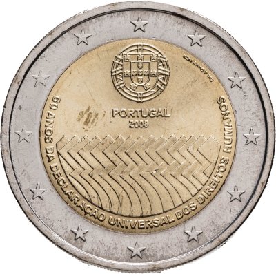 купить Португалия 2 евро (euro) 2008 "60 лет Всеобщей декларации прав человека"