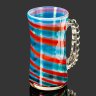 Купить Кружка пивная с полосами голубого и оранжевого оттенка, автор предположительно Павловский Мечислав Антонович, цветное стекло, гутная техника, налепы, Львовская керамико-скульптурная фабрика (ЛКСФ), СССР, 1960-1980 гг.