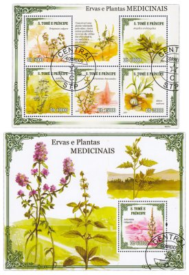 купить Сан-Томе и Принсипи набор из 2 квартблоков "Флора и Фауна. Лечебные растения"