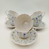 Купить Сервиз чайный с цветочным декором на 6 персон (14 предметов), форма "Ампир", фарфор, роспись, золочение, Дмитровский фарфоровый завод (ДФЗ Вербилки), СССР, 1965-1991 гг.