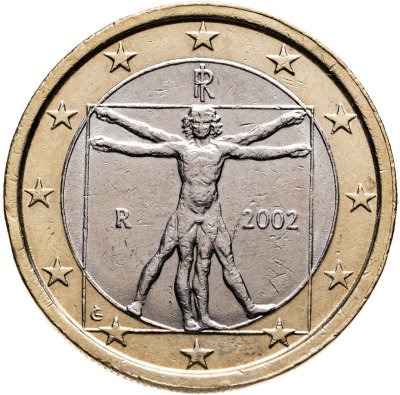 купить Италия 1 евро 2002 Витрувианский человек