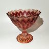 Купить Вазочка (конфетница) красноватого оттенка в готическом стиле, цветное стекло, пресс, Российская империя, 1880-1915 гг.