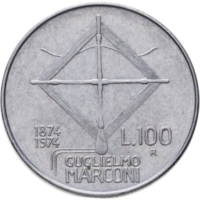 купить Италия 100 лир (lire) 1974 100 лет со дня рождения Гульельмо Маркони