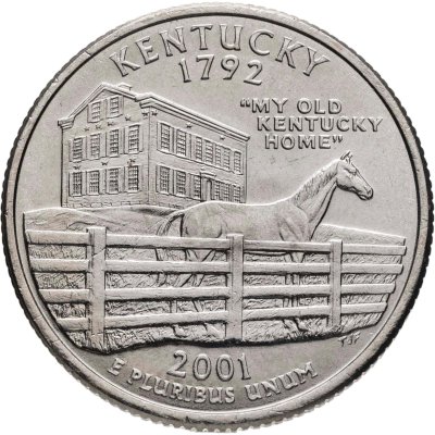 купить США 25 центов (квотер, 1/4 доллара, quarter dollar) 2001 D Кентукки (Kentucky) знак монетного двора "D" - Денвер