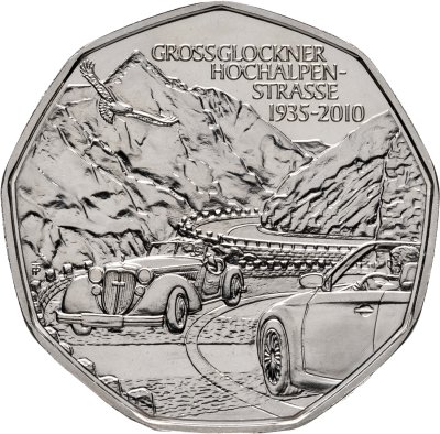 купить Австрия 5 евро 2010 "75 лет Высокогорной дороге Гросглокнер"