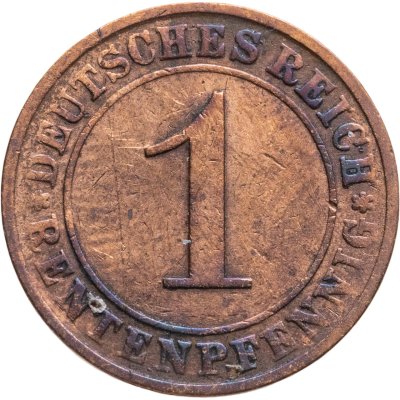 купить Германия 1 пфенниг (рентенпфенниг, rentenpfennig) 1924 A знак монетного двора "A" — Берлин