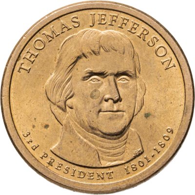 купить США 1 dollar (доллар) 2007 "Томас Джефферсон (3-й президент США)", знак монетного двора "Р" - Филадельфия