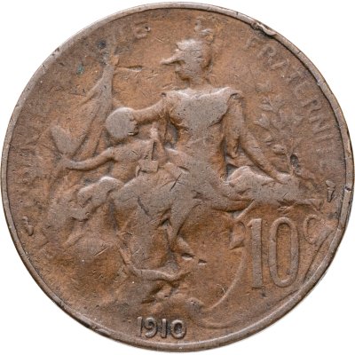 купить Франция 10 сантимов (centimes) 1910
