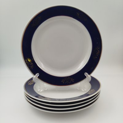 купить Набор тарелок на 5 персон, украшенных растительным декором, фарфор, Барановский фарфоровый завод, СССР, 1960-1970 гг.