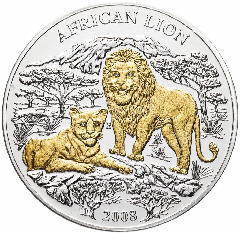 купить Руанда 1000 франков 2008 "Африканский лев" с сертификатом