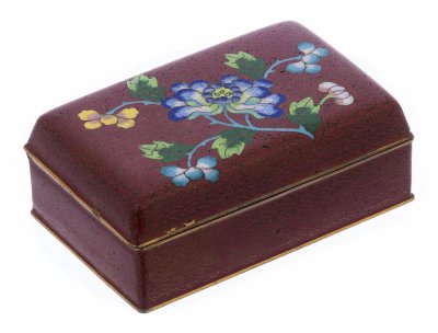 Купить Шкатулка с изображением цветка в технике "клуазоне", латунь, эмаль, Китай, 1960-1990 гг.