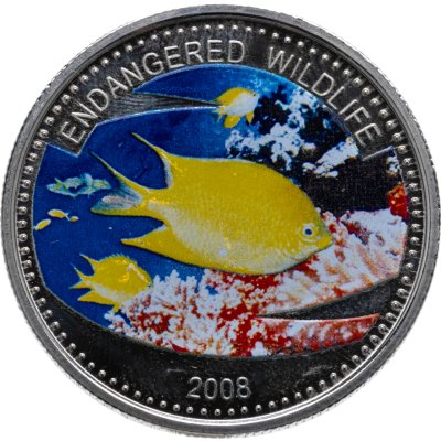 купить Палау 1 доллар 2008 Вымирающие виды - Amblyglyphidodon aureus