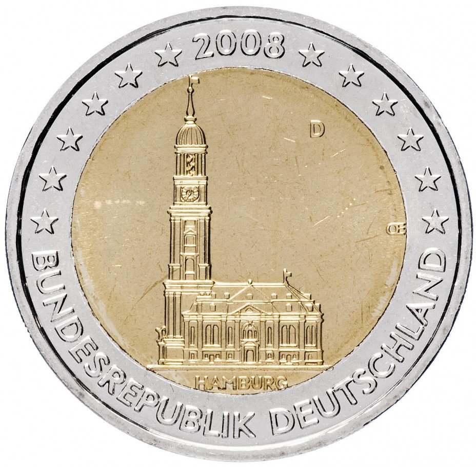 купить Германия 2 евро 2008 D "Федеральные земли Германии: Гамбург"