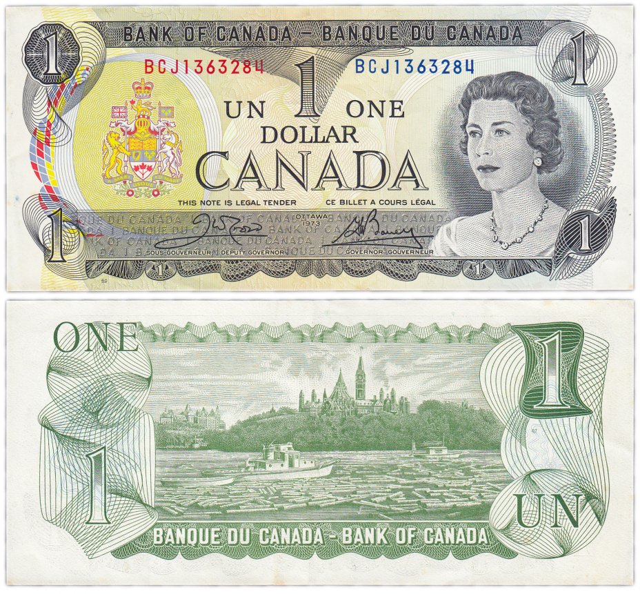 купить Канада 1 доллар 1973 (Pick 85c) Подпись Crow & Bouey