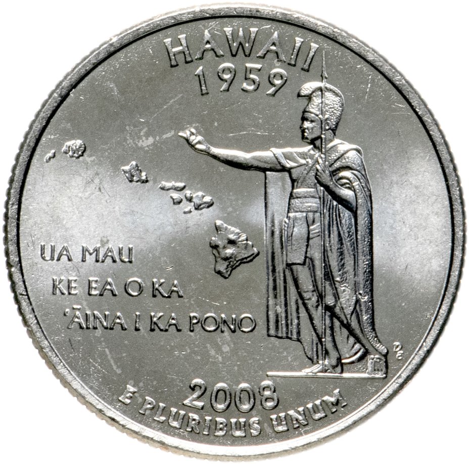 купить США 1/4 доллара (квотер, 25 центов) 2008 P "Штат Гавайи"