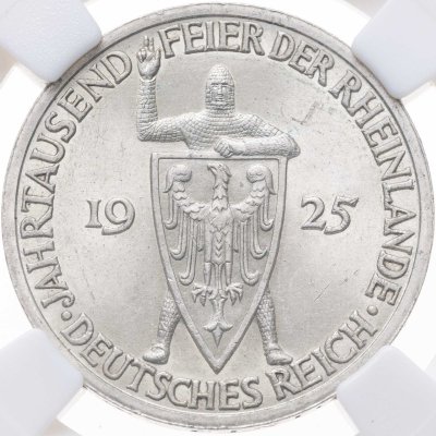 купить Германия 3 рейхсмарки (reichsmark) 1925 A "Тысячелетие Рейнской области (Рейнланда)" знак монетного двора "A" — Берлин, в слабе ННР MS64