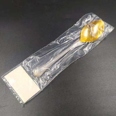 купить Ложка кофейная в оригинальном пакете с этикеткой, Таллинский опытный завод научного приборостроения "Дельта", мельхиор (медь-никель), золочение, СССР, 1979 г.