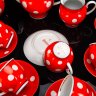 Купить Сервиз чайный с декором в горошек на 6 персон (15 предметов), фарфор, крытье, золочение, Барановский фарфоровый завод, СССР, 1970-1991 гг.