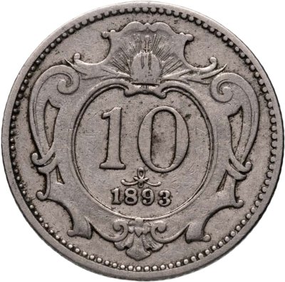 купить Австро-Венгрия 10 геллеров (heller) 1893 для Австрии