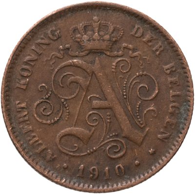 купить Бельгия 2 сантима (centimes) 1910 Надпись на голландском - 'ALBERT KONING DER BELGEN'