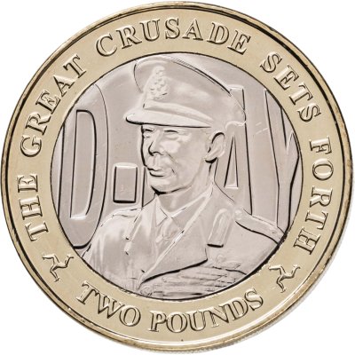 купить Остров Мэн 2 фунта 2019 "День Д - Король Георг VI"