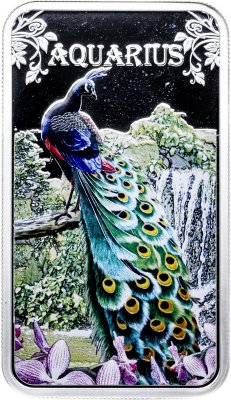 купить Острова Кука 1 доллар 2014 "Знаки зодиака - Водолей" в рамке с сертификатом