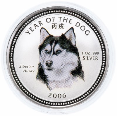 купить Камбоджа 3000 риелей (riels) 2006 UNC "Год собаки: Сибирский хаски" с сертификатом
