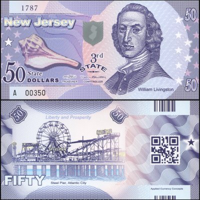 купить США [50 штатов] 50 долларов ND(2013) [Пластик Pick NL] "Серия 50 штатов: Нью-Джерси (3-й штат)"