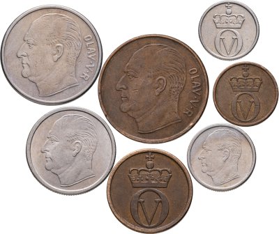 купить Норвегия набор монет 1958-1959 (7 штук, редкие годы) Животные