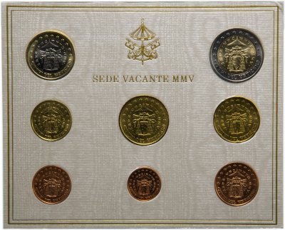 купить Ватикан набор монет евро 2005 (8 монет) "Вакантный престол (sede vacante)"
