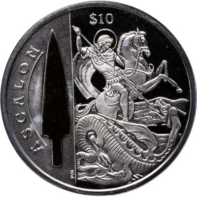 купить Британские Виргинские Острова 10 долларов 2013 "Легендарное оружие - Копье Аскалон Георгий Победоносец", в футляре с сертификатом