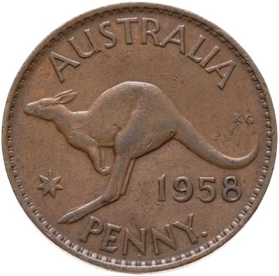 купить Австралия 1 пенни (penny) 1958 Точка после "PENNY." - Монетный двор Перта