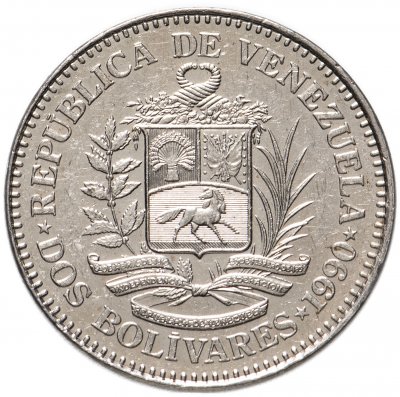 купить Венесуэла 2 боливара (bolivares) 1989-1990