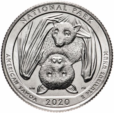 купить США 1/4 доллара (квотер, 25 центов) 2020 "Национальный парк Американского Самоа" (51-й парк) [товар по акции]