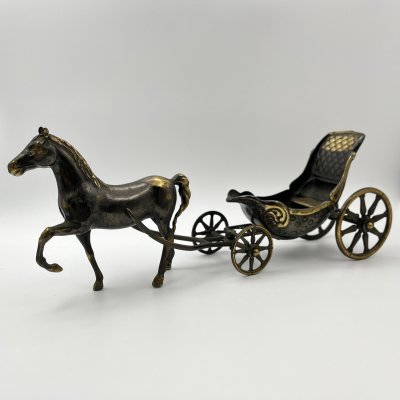 купить Статуэтка "Экипаж" ("Лошадь, запряженная повозкой"), металл, литье, формовка, бронзирование, Западная Европа, 1970-1990 гг.