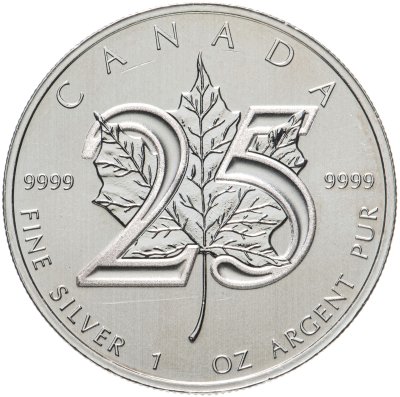 купить Канада 5 долларов 2013 "25 лет серебряным монетам "Кленовый лист"