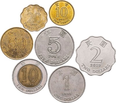 купить Гонконг набор из 7 монет 10, 20, 50 центов и 1, 2, 5, 10 долларов 1994-2019