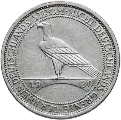 купить Германия 3 рейхсмарки (reichsmark) 1930 "Освобождение Рейнской области (Рейнланда)" Знак монетного двора "J"