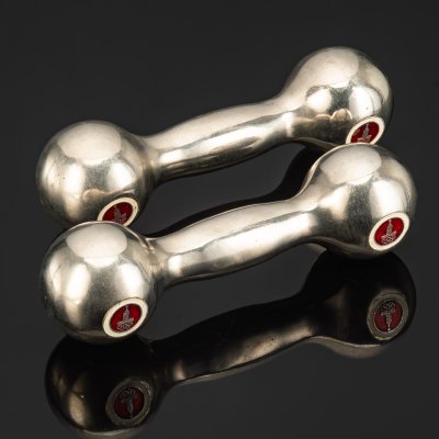 купить Гантели с символикой "Олимпиады-80", металл, полихромные эмали, СССР, 1980 г.