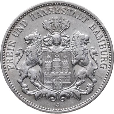 купить Германская империя, Гамбург 3 марки (mark) 1909 J