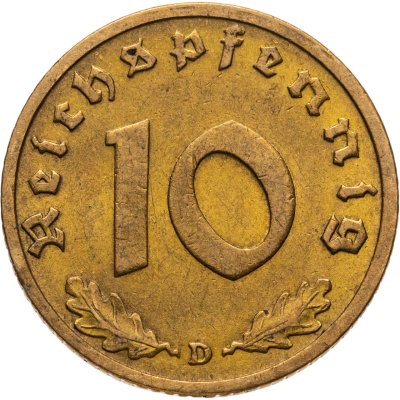 купить Германия, Третий рейх 10 рейхспфеннигов 1938 "D"