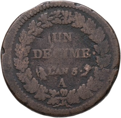 купить Франция 1 десим 1796-1797, 5 год республиканского календаря