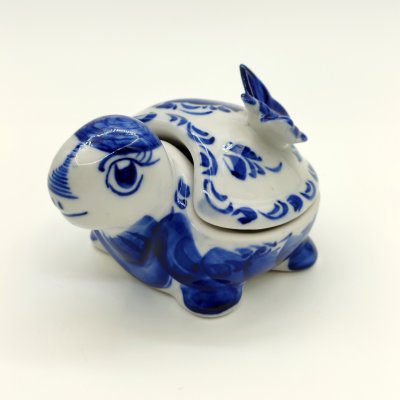 купить Шкатулка "Черепаха", Гжель, фарфор, роспись, Российская Федерация, 1991-2015 гг.