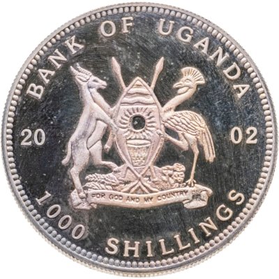 купить Уганда 1000 шиллингов 2002 "Фауна Африки - горилла стоит"