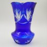 Купить Ваза для цветов кобальтового оттенка с растительным декором, стекло, резьба, СССР, 1960-1980 гг.