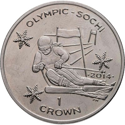 купить Остров Мэн 1 крона (crown) 2014 "XXII зимние Олимпийские Игры, Сочи 2014 - Горнолыжный спорт"